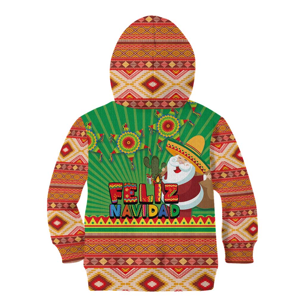Mexico Kid Hoodie Feliz Navidad Aztec Geometric Pattern - Wonder Print Shop