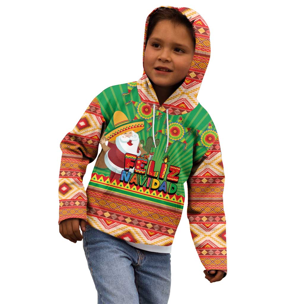 Mexico Kid Hoodie Feliz Navidad Aztec Geometric Pattern - Wonder Print Shop