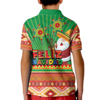 Mexico Kid Polo Shirt Feliz Navidad Aztec Geometric Pattern - Wonder Print Shop