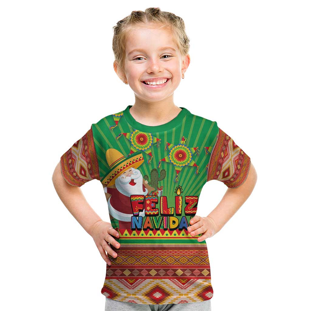 Mexico Kid T Shirt Feliz Navidad Aztec Geometric Pattern - Wonder Print Shop