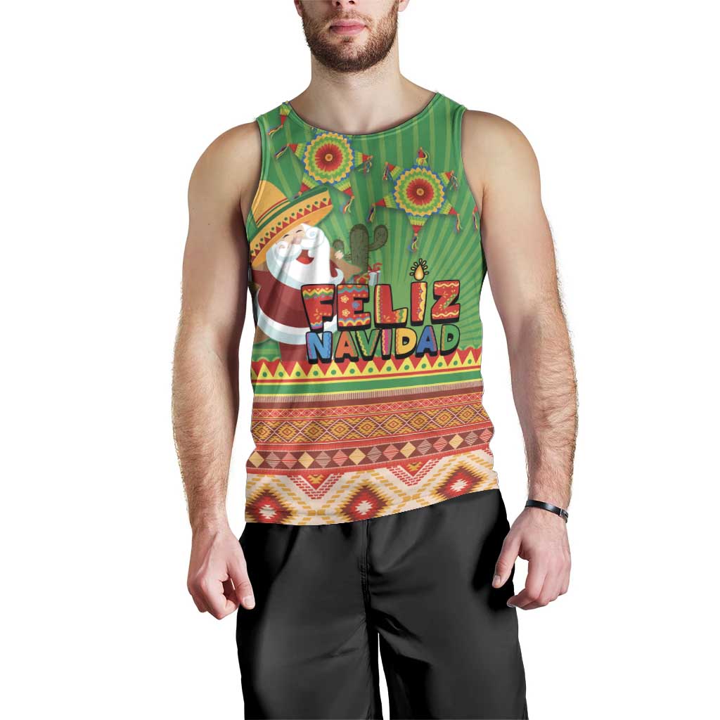 Mexico Men Tank Top Feliz Navidad Aztec Geometric Pattern - Wonder Print Shop