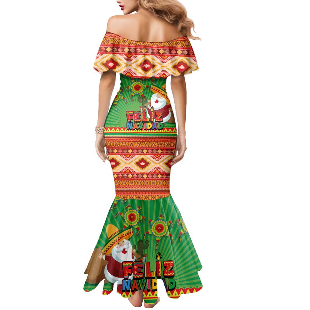 Mexico Mermaid Dress Feliz Navidad Aztec Geometric Pattern - Wonder Print Shop