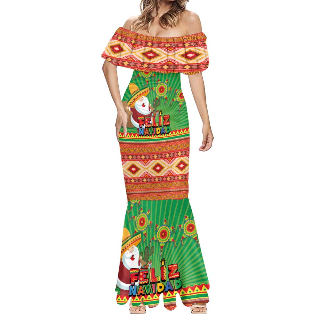 Mexico Mermaid Dress Feliz Navidad Aztec Geometric Pattern - Wonder Print Shop