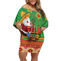 Mexico Off Shoulder Short Dress Feliz Navidad Aztec Geometric Pattern - Wonder Print Shop