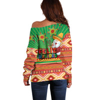 Mexico Off Shoulder Sweater Feliz Navidad Aztec Geometric Pattern - Wonder Print Shop