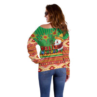 Mexico Off Shoulder Sweater Feliz Navidad Aztec Geometric Pattern - Wonder Print Shop