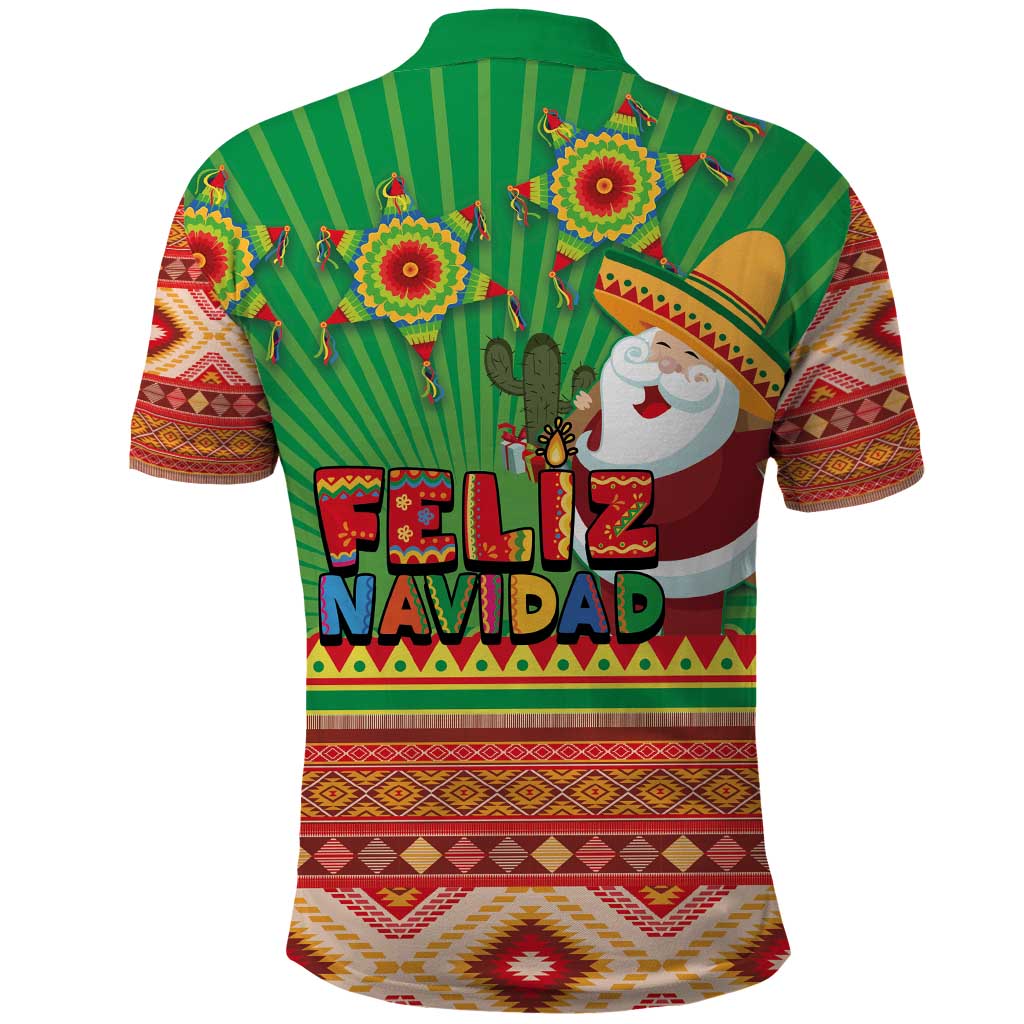 Mexico Polo Shirt Feliz Navidad Aztec Geometric Pattern - Wonder Print Shop