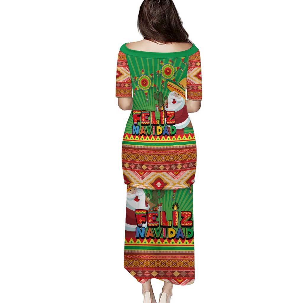 Mexico Puletasi Feliz Navidad Aztec Geometric Pattern - Wonder Print Shop