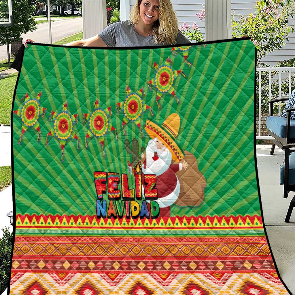Mexico Quilt Feliz Navidad Aztec Geometric Pattern - Wonder Print Shop