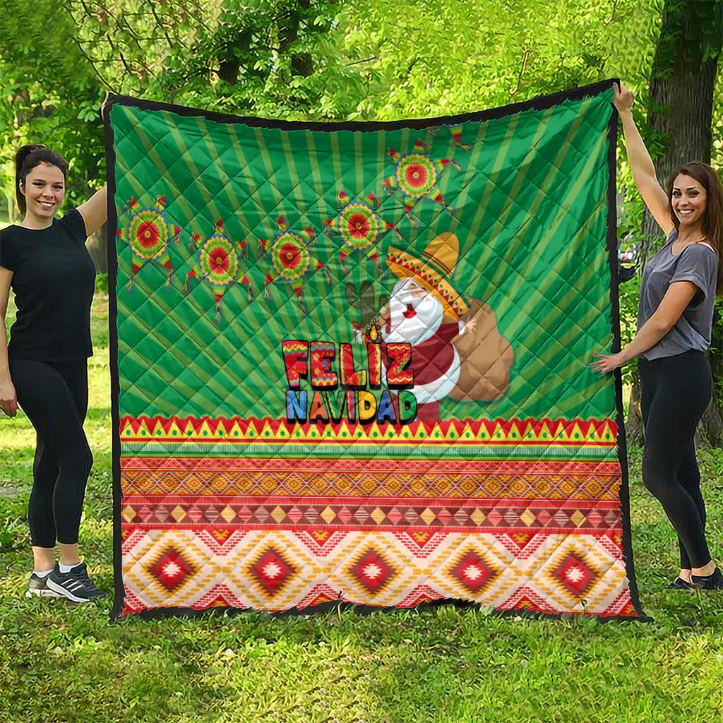 Mexico Quilt Feliz Navidad Aztec Geometric Pattern - Wonder Print Shop
