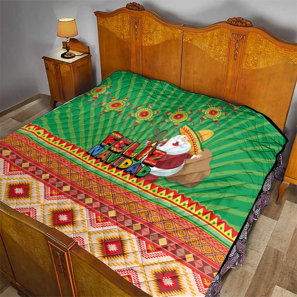 Mexico Quilt Feliz Navidad Aztec Geometric Pattern - Wonder Print Shop
