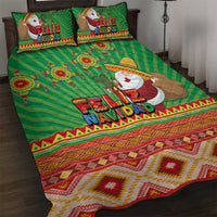 Mexico Quilt Bed Set Feliz Navidad Aztec Geometric Pattern - Wonder Print Shop
