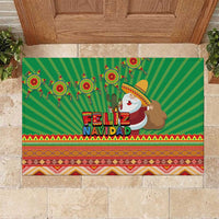 Mexico Rubber Doormat Feliz Navidad Aztec Geometric Pattern - Wonder Print Shop