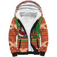 Mexico Sherpa Hoodie Feliz Navidad Aztec Geometric Pattern - Wonder Print Shop