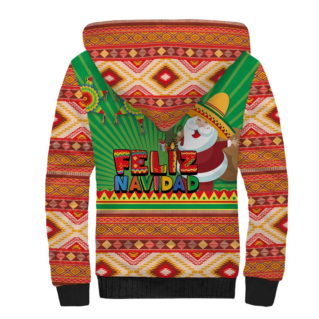 Mexico Sherpa Hoodie Feliz Navidad Aztec Geometric Pattern - Wonder Print Shop