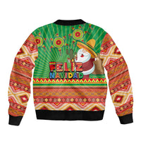 Mexico Sleeve Zip Bomber Jacket Feliz Navidad Aztec Geometric Pattern - Wonder Print Shop