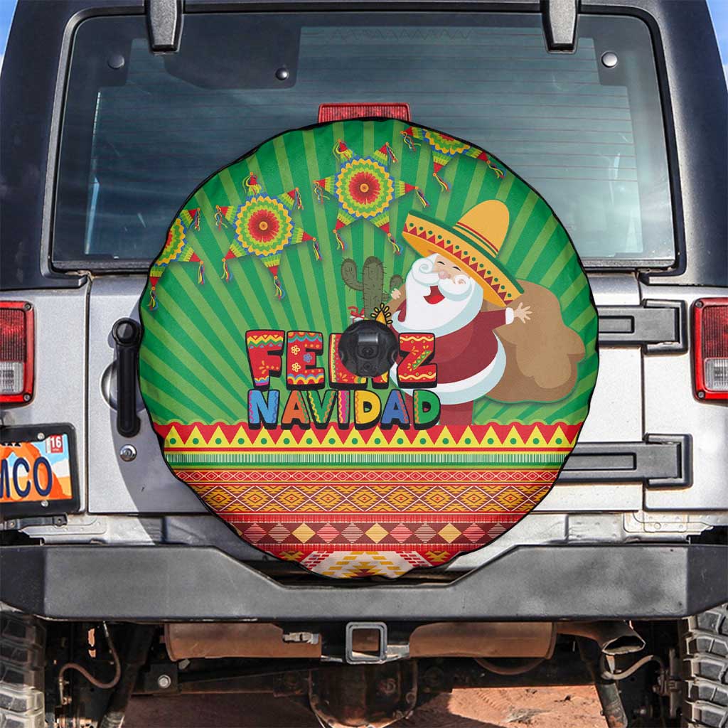 Mexico Spare Tire Cover Feliz Navidad Aztec Geometric Pattern - Wonder Print Shop