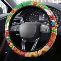 Mexico Steering Wheel Cover Feliz Navidad Aztec Geometric Pattern - Wonder Print Shop