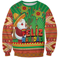 Mexico Sweatshirt Feliz Navidad Aztec Geometric Pattern - Wonder Print Shop