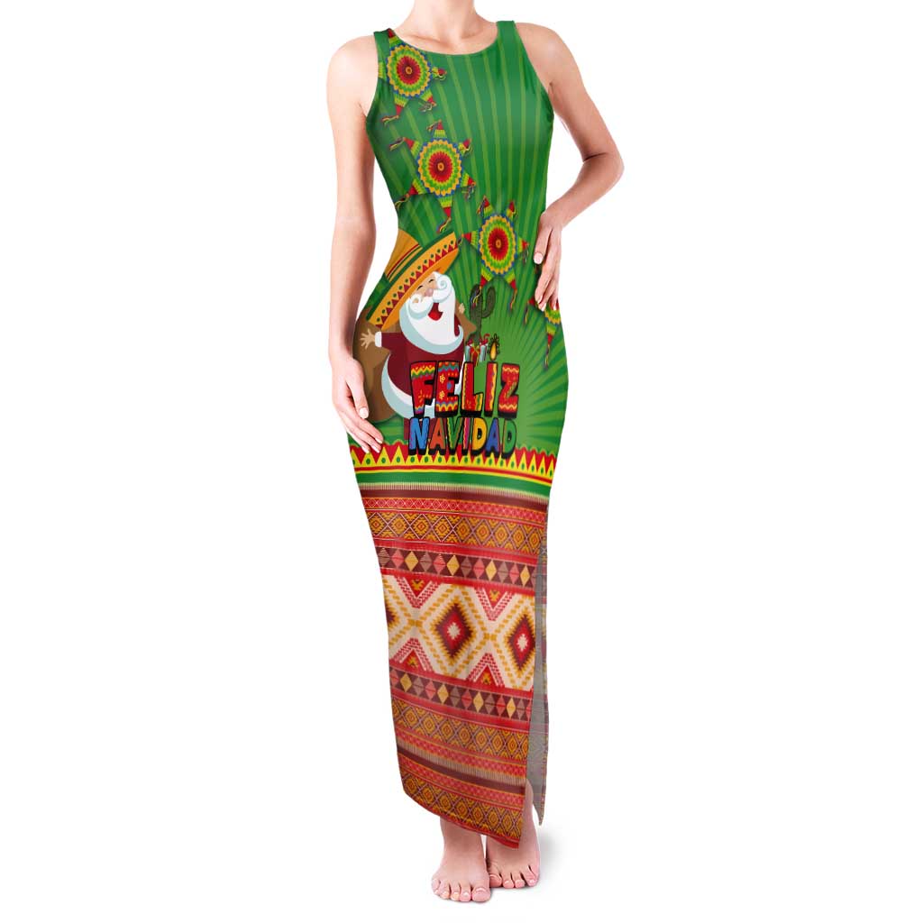 Mexico Tank Maxi Dress Feliz Navidad Aztec Geometric Pattern - Wonder Print Shop