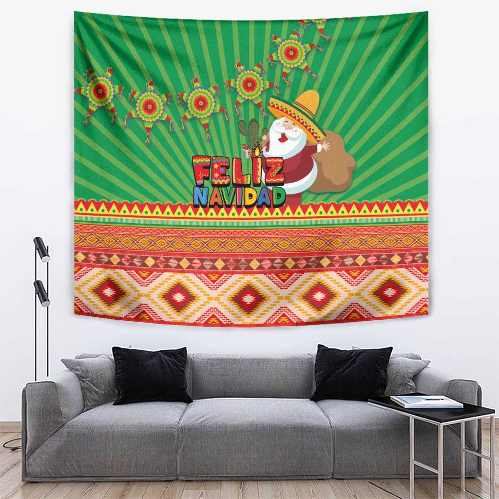 Mexico Tapestry Feliz Navidad Aztec Geometric Pattern - Wonder Print Shop