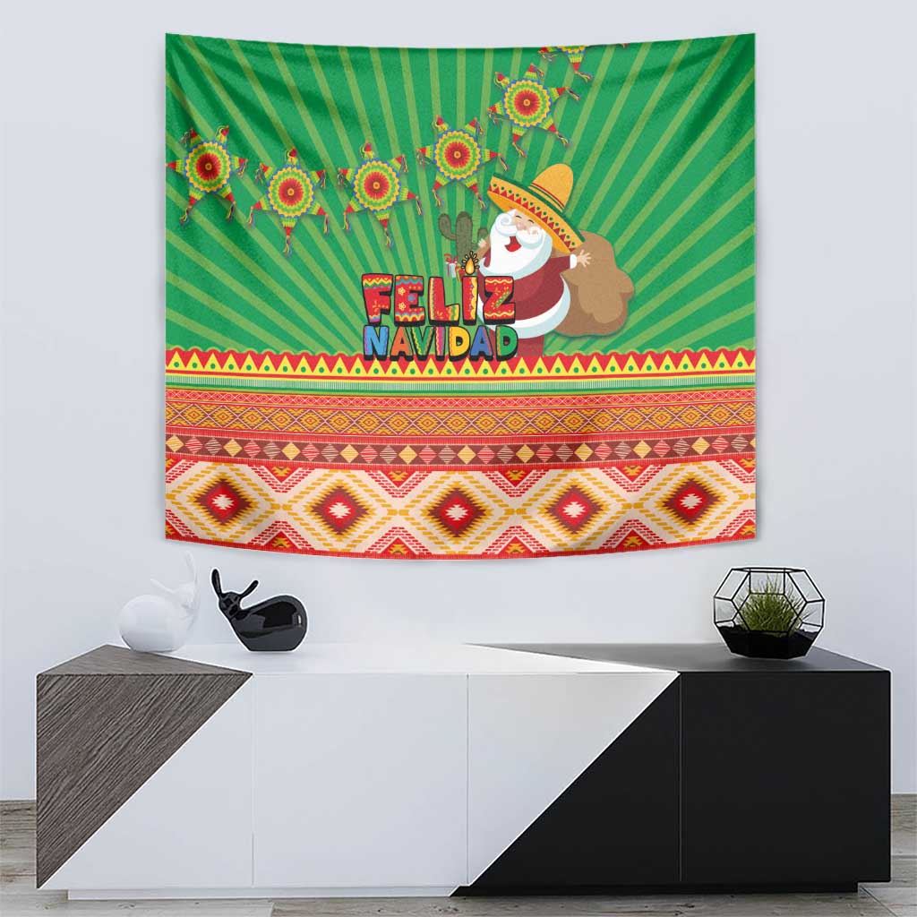 Mexico Tapestry Feliz Navidad Aztec Geometric Pattern - Wonder Print Shop