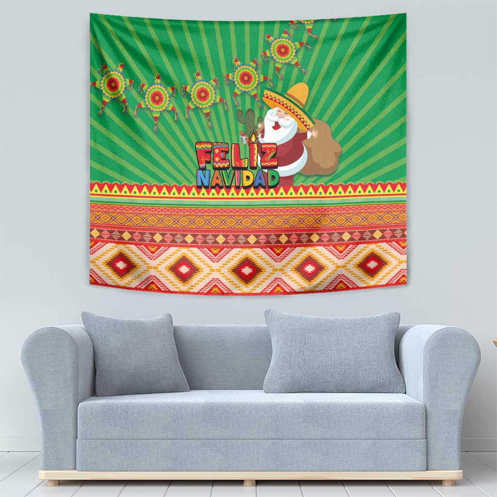 Mexico Tapestry Feliz Navidad Aztec Geometric Pattern - Wonder Print Shop
