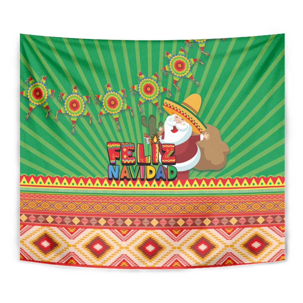 Mexico Tapestry Feliz Navidad Aztec Geometric Pattern - Wonder Print Shop