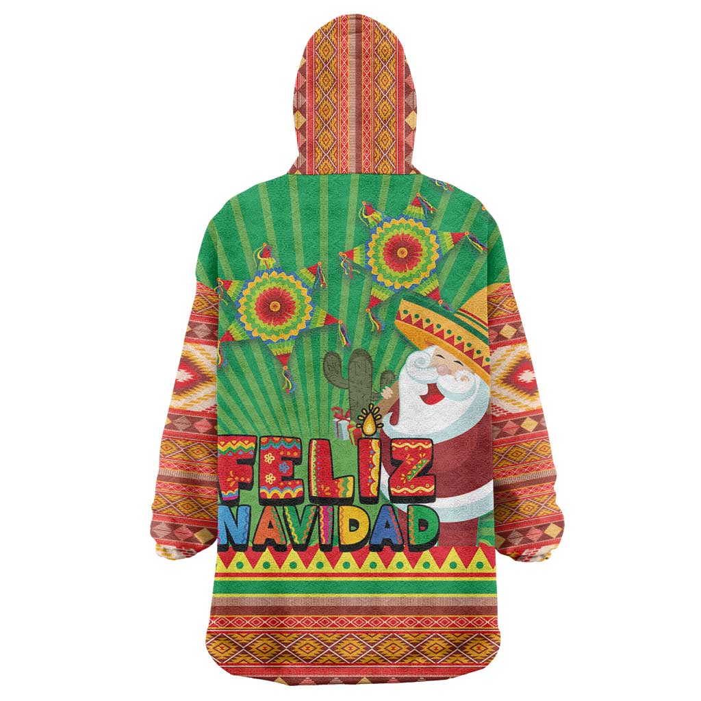 Mexico Wearable Blanket Hoodie Feliz Navidad Aztec Geometric Pattern - Wonder Print Shop