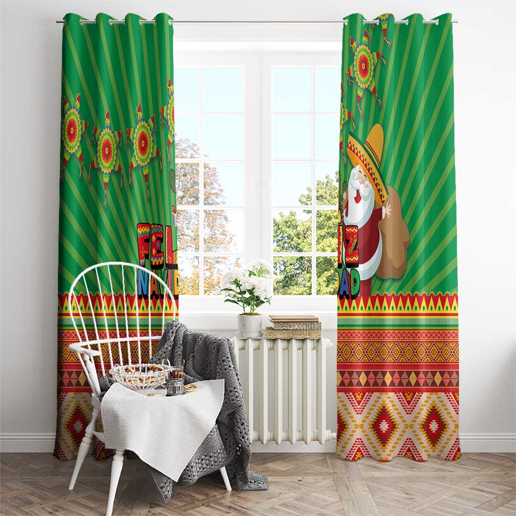 Mexico Window Curtain Feliz Navidad Aztec Geometric Pattern - Wonder Print Shop