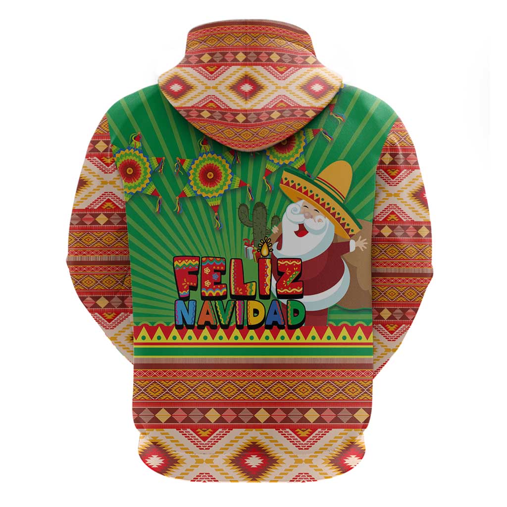 Mexico Zip Hoodie Feliz Navidad Aztec Geometric Pattern - Wonder Print Shop