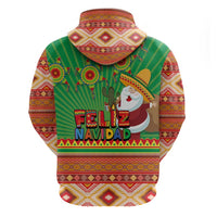 Mexico Zip Hoodie Feliz Navidad Aztec Geometric Pattern - Wonder Print Shop