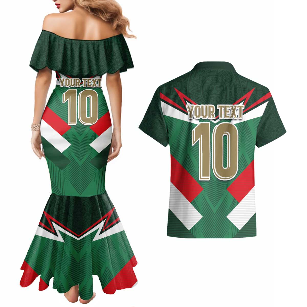 Custom Mexico Football Couples Matching Mermaid Dress and Hawaiian Shirt El Tricolor 2024 - Wonder Print Shop
