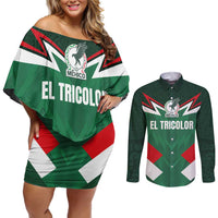 Custom Mexico Football Couples Matching Off Shoulder Short Dress and Long Sleeve Button Shirt El Tricolor 2024 - Wonder Print Shop