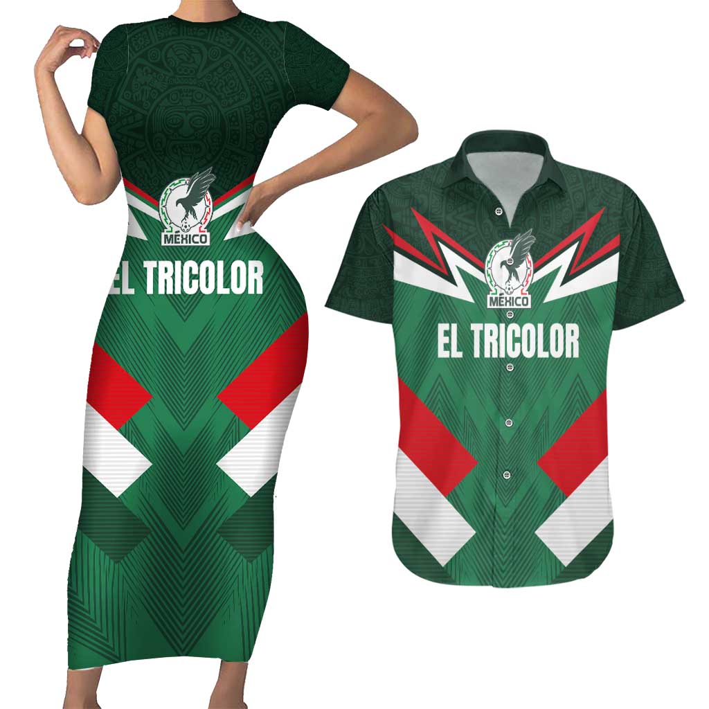 Custom Mexico Football Couples Matching Short Sleeve Bodycon Dress and Hawaiian Shirt El Tricolor 2024 - Wonder Print Shop