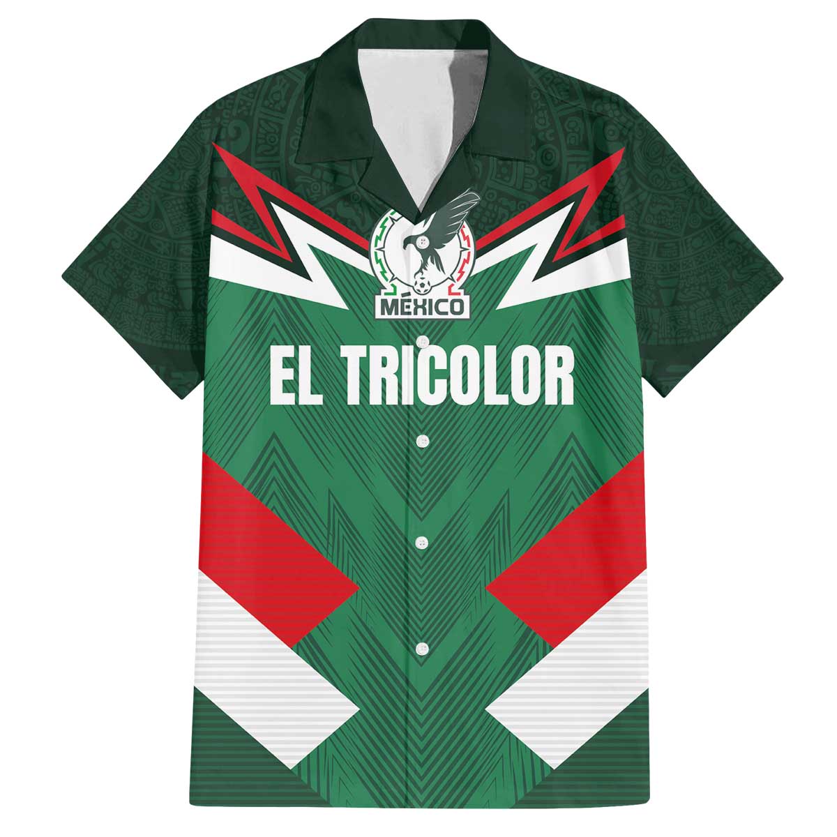 Custom Mexico Football Family Matching Off The Shoulder Long Sleeve Dress and Hawaiian Shirt El Tricolor 2024 - Wonder Print Shop