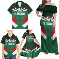 Custom Mexico Football Family Matching Off Shoulder Maxi Dress and Hawaiian Shirt El Tricolor 2024 - Wonder Print Shop