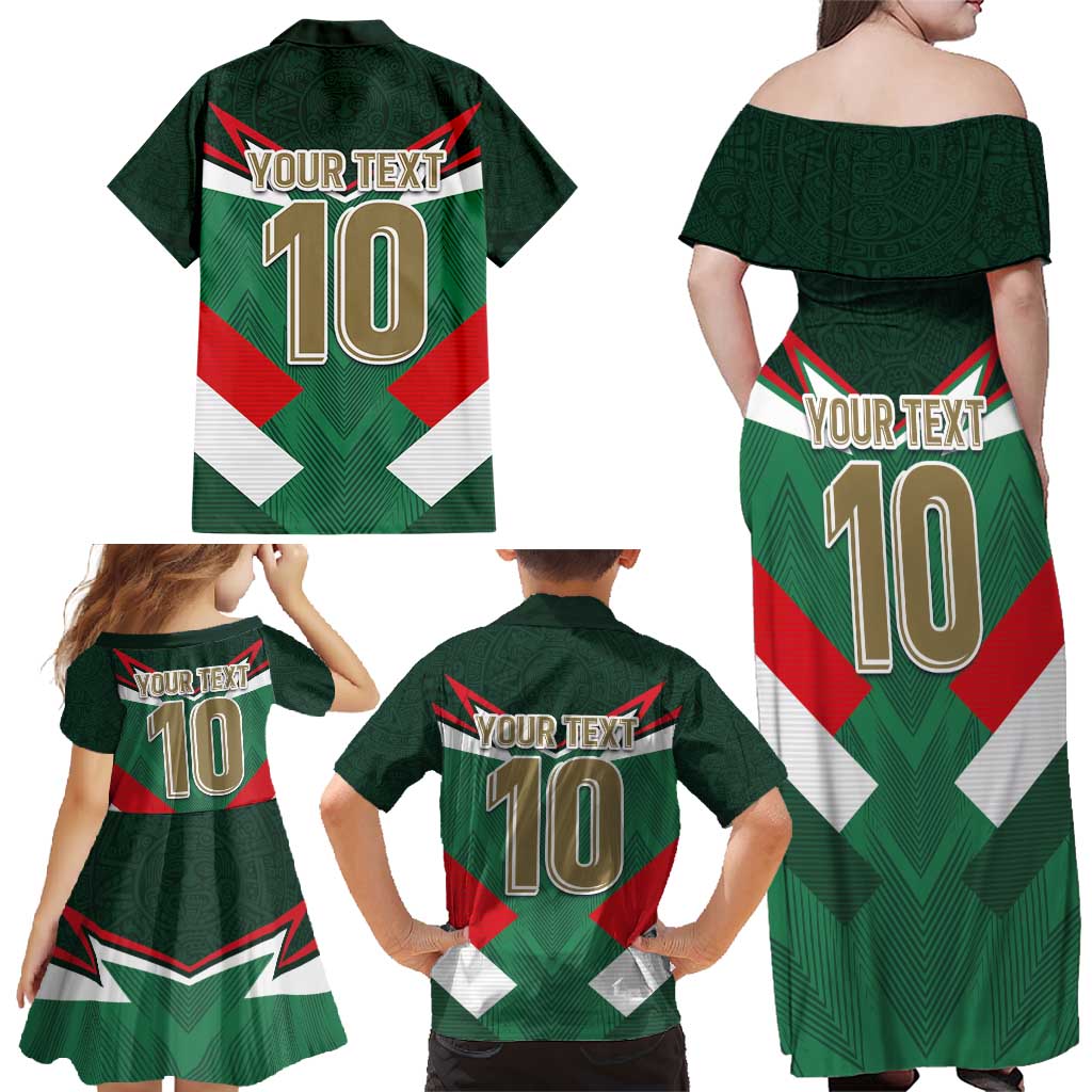 Custom Mexico Football Family Matching Off Shoulder Maxi Dress and Hawaiian Shirt El Tricolor 2024 - Wonder Print Shop