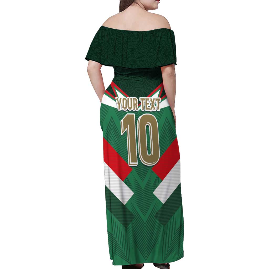 Custom Mexico Football Family Matching Off Shoulder Maxi Dress and Hawaiian Shirt El Tricolor 2024 - Wonder Print Shop