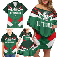 Custom Mexico Football Family Matching Off Shoulder Short Dress and Hawaiian Shirt El Tricolor 2024 - Wonder Print Shop