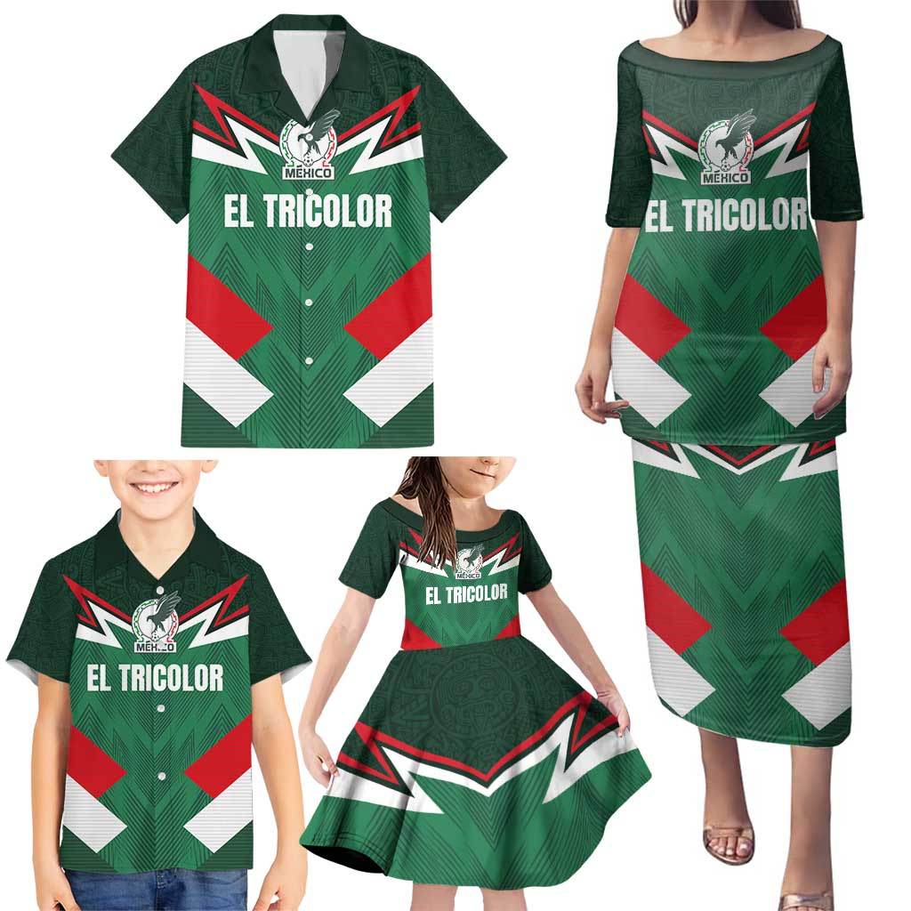 Custom Mexico Football Family Matching Puletasi and Hawaiian Shirt El Tricolor 2024 - Wonder Print Shop