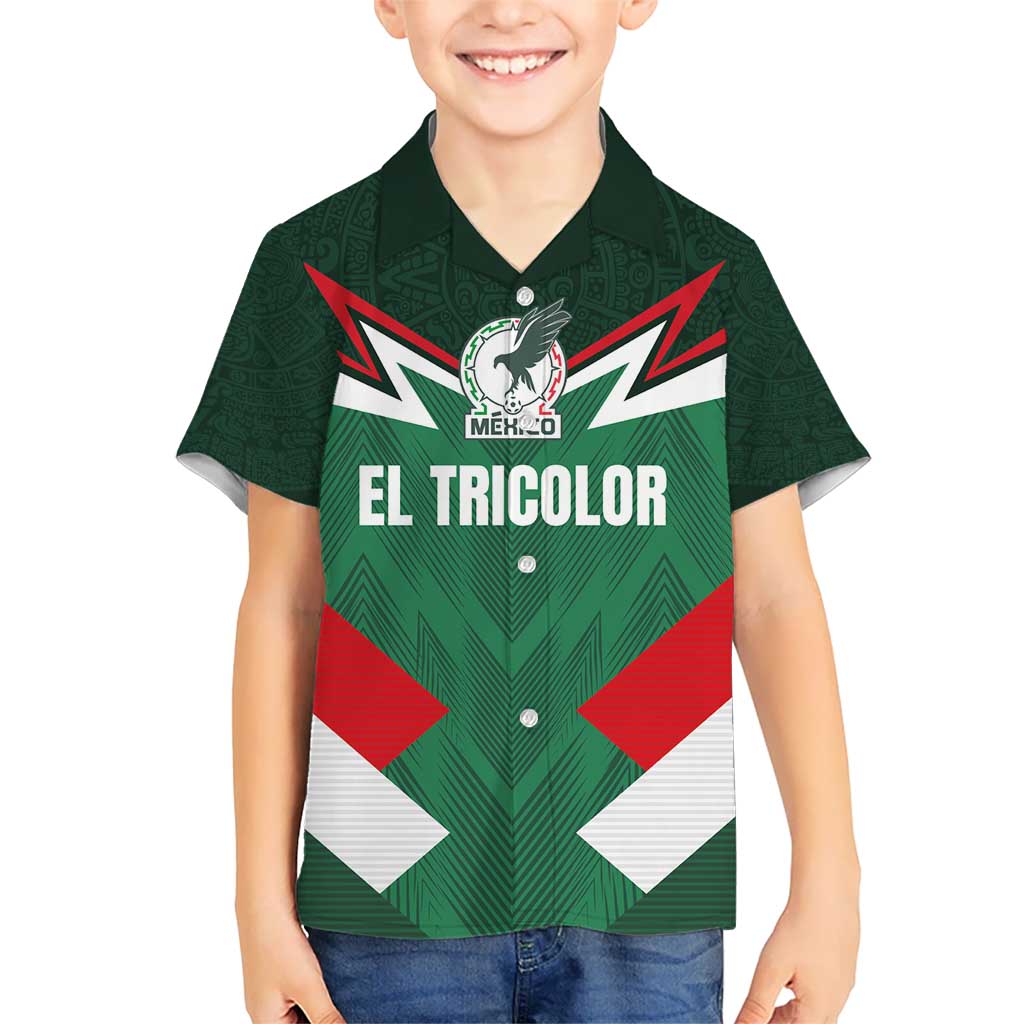 Custom Mexico Football Kid Hawaiian Shirt El Tricolor 2024 - Wonder Print Shop