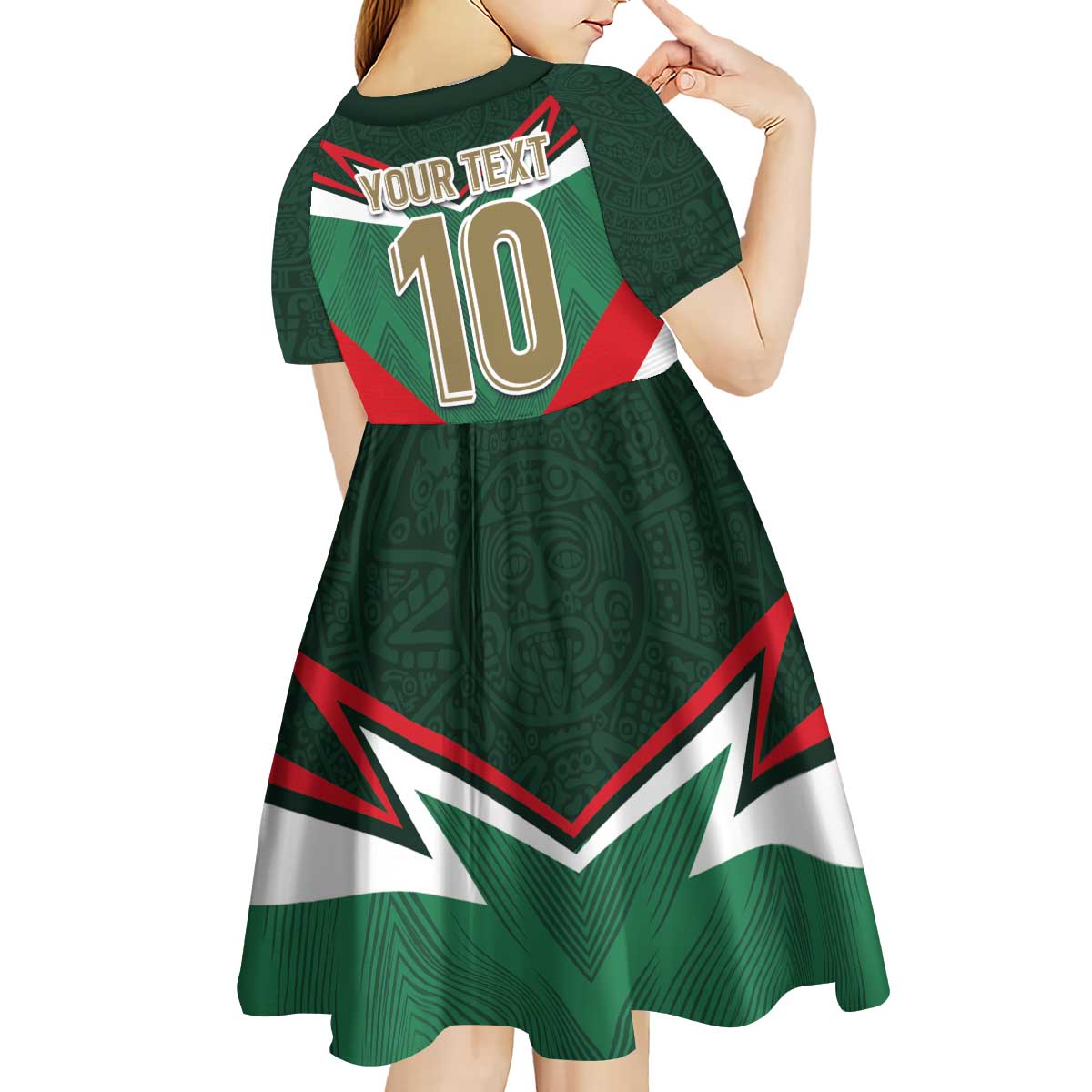 Custom Mexico Football Kid Short Sleeve Dress El Tricolor 2024 - Wonder Print Shop