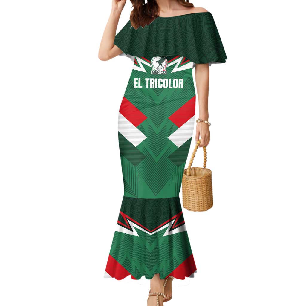 Custom Mexico Football Mermaid Dress El Tricolor 2024 - Wonder Print Shop