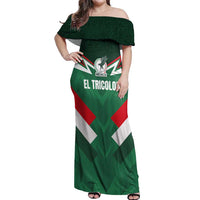Custom Mexico Football Off Shoulder Maxi Dress El Tricolor 2024 - Wonder Print Shop