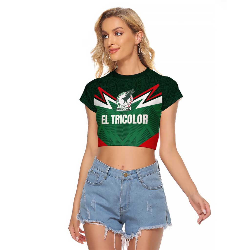 Custom Mexico Football Raglan Cropped T Shirt El Tricolor 2024 - Wonder Print Shop