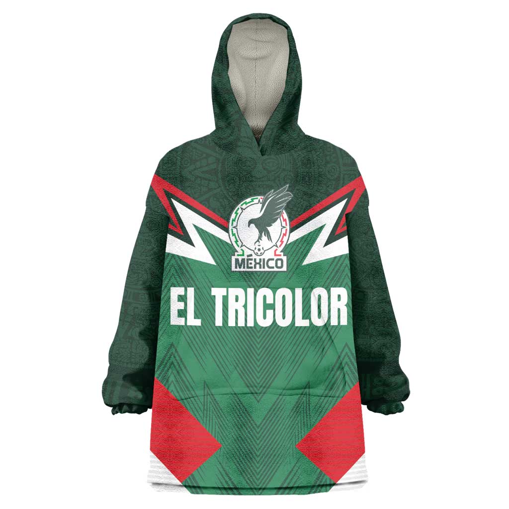 Custom Mexico Football Wearable Blanket Hoodie El Tricolor 2024 - Wonder Print Shop