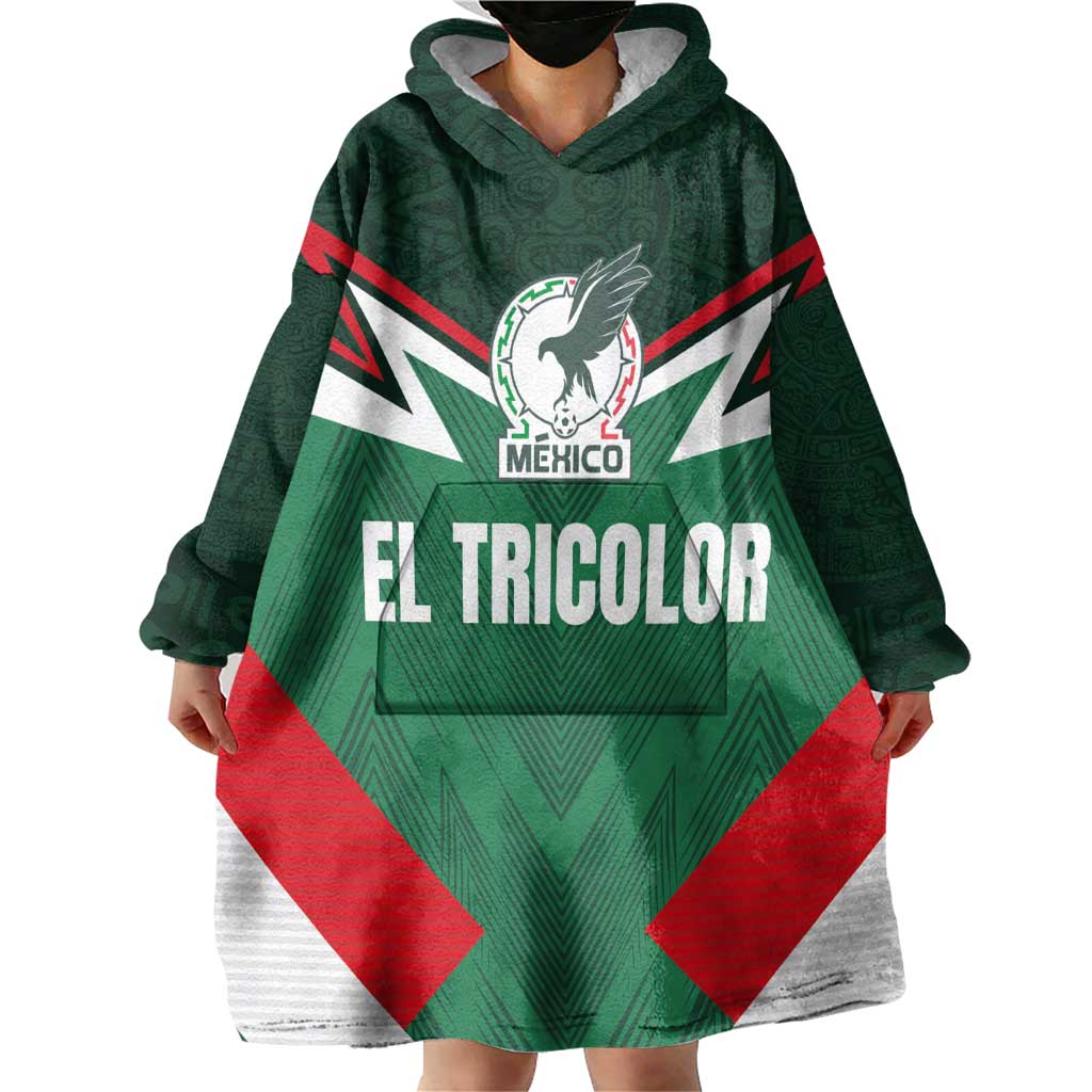 Custom Mexico Football Wearable Blanket Hoodie El Tricolor 2024 - Wonder Print Shop