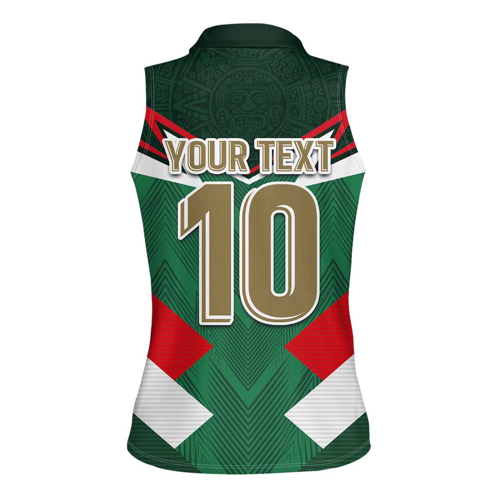 Custom Mexico Football Women Sleeveless Polo Shirt El Tricolor 2024 - Wonder Print Shop