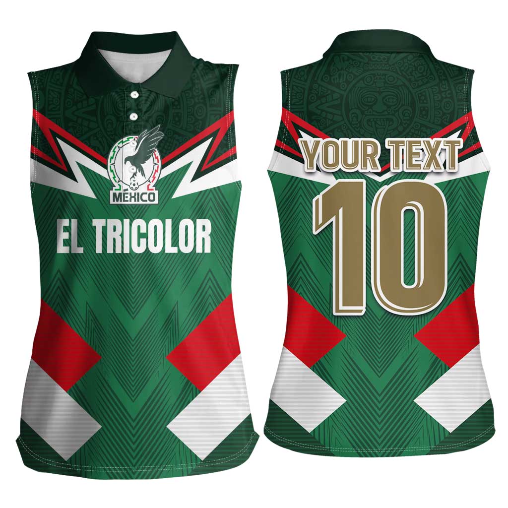 Custom Mexico Football Women Sleeveless Polo Shirt El Tricolor 2024 - Wonder Print Shop